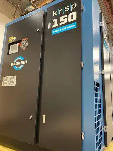 Industrial Kaishan rotary screw air compressor KRSP 150 model for manufacturing and municipal applications in Ontario.